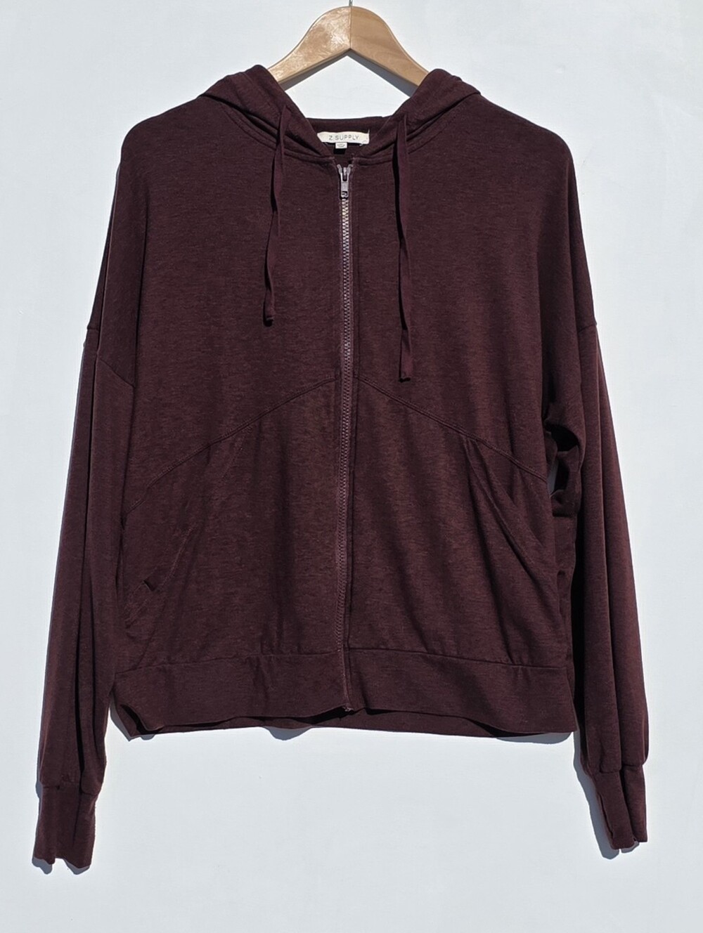 Z Supply Maroon Zip Hoodie